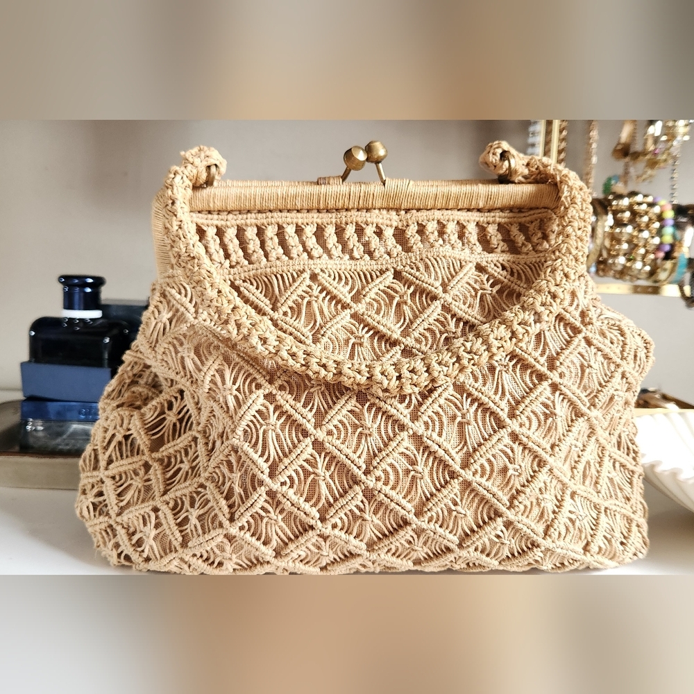 Vintage Macrame Crochet Bag